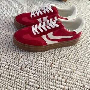 Steve Madden Red and White Sneakers